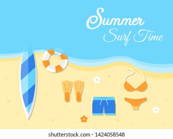 Summer vacation in beach with Swimsuit vector