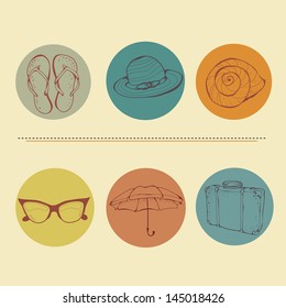Summer vacation, beach,  vector design, icons, banners