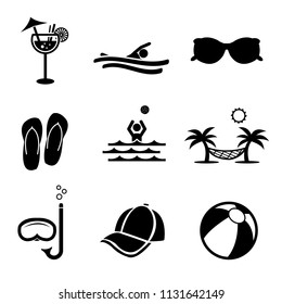 Summer vacation beach vector icon set