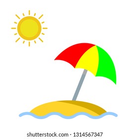 Summer vacation by the sea, sun, Beach, colorful umbrellas. Design by Inkscape.