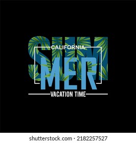 Summer Vacation California retro slogan with waves and and sun vector illustrations, For t-shirt prints and other uses.