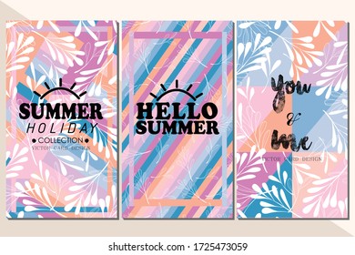 Summer vacation card template collection. vector illustration design wallpaper background