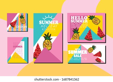 Summer vacation card template colorful vector illustration design wallpaper background