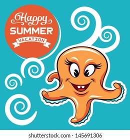 Summer vacation card, vector illustration