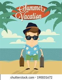 Summer vacation with character design.Vector illustration