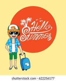 Summer vacation with character design.Vector illustration