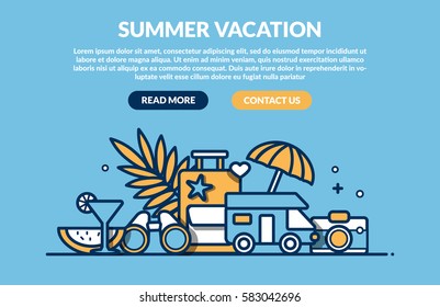 Concepto de vacaciones de verano para el sitio web. Vector