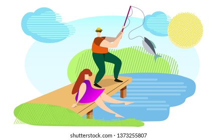 Summer vacation, a couple of fish on the river