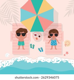 summer vacation cute character vector illustration