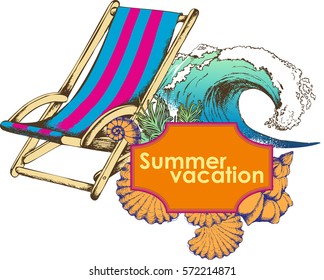 Summer vacation with deck chairs. Vector illustration