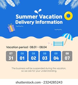 Plantilla de información de entrega de vacaciones de verano