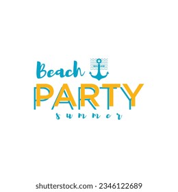 Summer Vacation Design Elements and Retro and Vintage Typography Template Set. Beach Party Poster or Flyer Vector. beach holiday