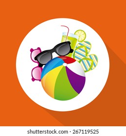 Summer Vacation design over orange background, vector illustration