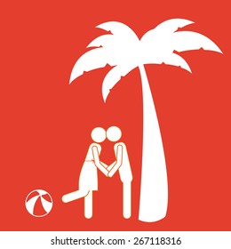 Summer Vacation design over red background, vector illustration