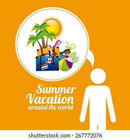 Summer Vacation design over yellow background, vector illustration
