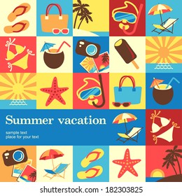 Summer vacation design template card. Vector background 