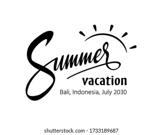 Summer vacation design template inspiration, black white, vector illustration