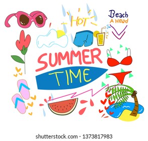 summer vacation doodle set