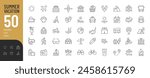 Summer Vacation Editable Icons set. Vector illustration in modern thin line style of travel related icons: sea, surfing, beach, hotel, and more. Pictograms and infographics for mobile apps.