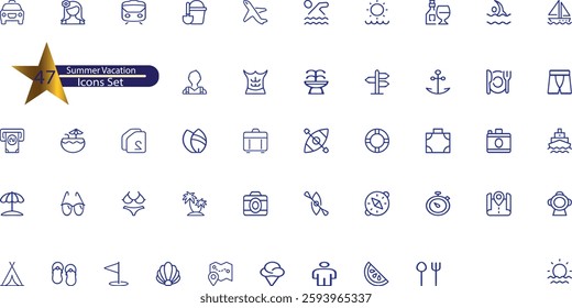 Summer Vacation Editable Icons set. 
