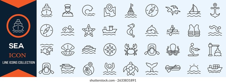 Summer Vacation Editable Icons set. Vector illustration in modern thin line style of travel related icons sea, surfing, beach, hotel, and more. Pictograms and infographics fo