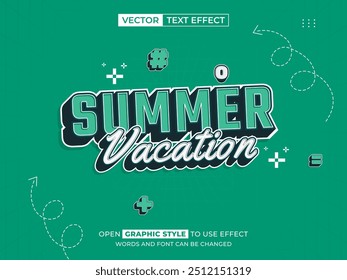 summer vacation editable text, font effect, 3d text for title