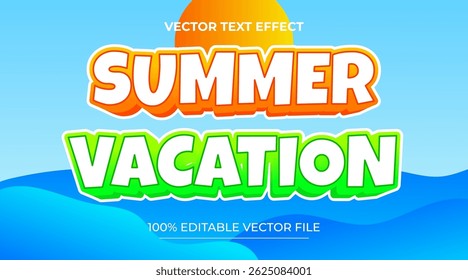 Summer Vacation Editable Vector Text Effect with sea background