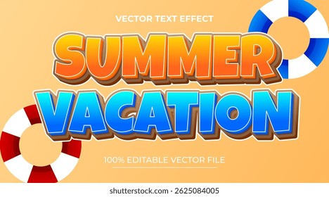 Summer Vacation Editable Vector Text Effect with sea background