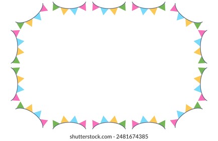 Summer Vacation Elements pattern frame. Summer season holiday design element. Garland pattern colorful frame