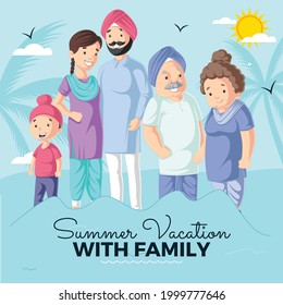 Summer vacation with family banner design template