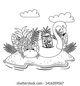 Summer and vacation flamingo float design