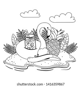 Summer and vacation flamingo float design