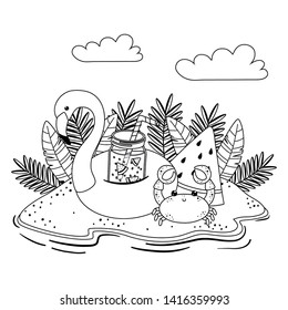Summer and vacation flamingo float design