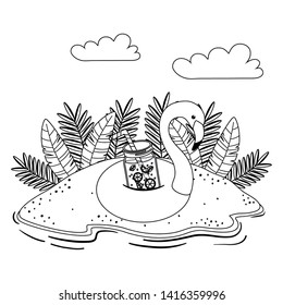 Summer and vacation flamingo float design