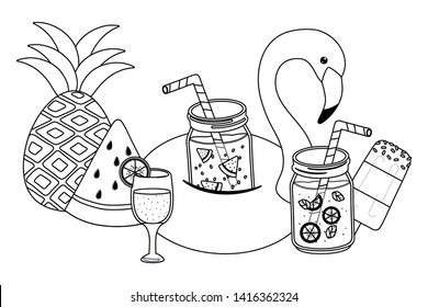Summer and vacation flamingo float design