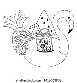 Summer and vacation flamingo float design