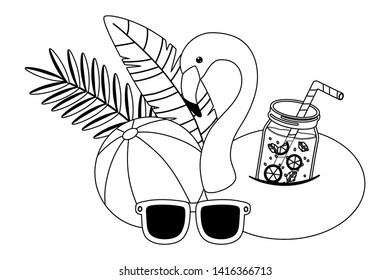 Summer and vacation flamingo float design