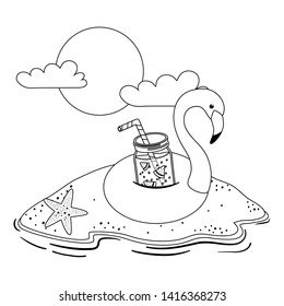 Summer and vacation flamingo float design