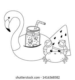 Summer and vacation flamingo float design