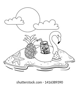 Summer and vacation flamingo float design