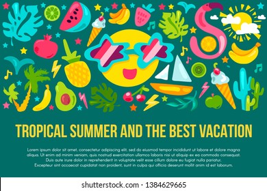 Summer vacation flat banner template