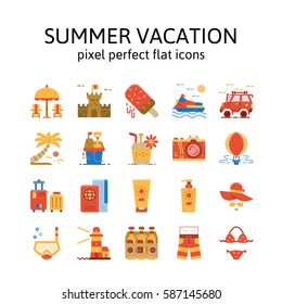 Summer vacation : Flat icons , pictogram and symbol collection