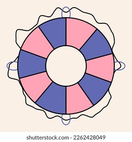 Summer vacation flat vector icon life ring in retro style color. Summer travel and relax concept. Vacation illustration. Beach rest , summer holidays