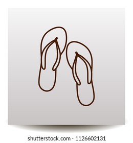 summer vacation Flip-Flop line vector icon on a realistic paper background with shadow. Flat design style
