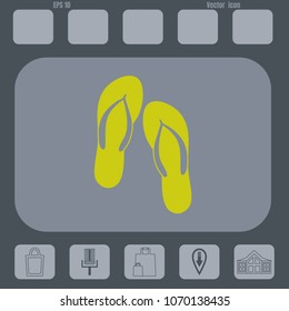 summer vacation Flip-Flop  vector icon on a gray cine-film backround. Flat design style