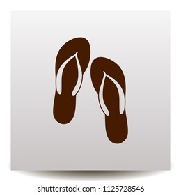 summer vacation Flip-Flop  vector icon on a realistic paper background with shadow. Flat design style