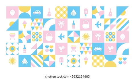 Summer vacation geometric shapes banner