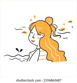 summer vacation girl doodle concept
