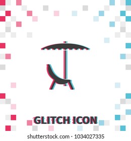 Summer vacation  glitch effect vector icon.