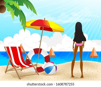 Summer vacation Good weather Going to the sea Sunbathing